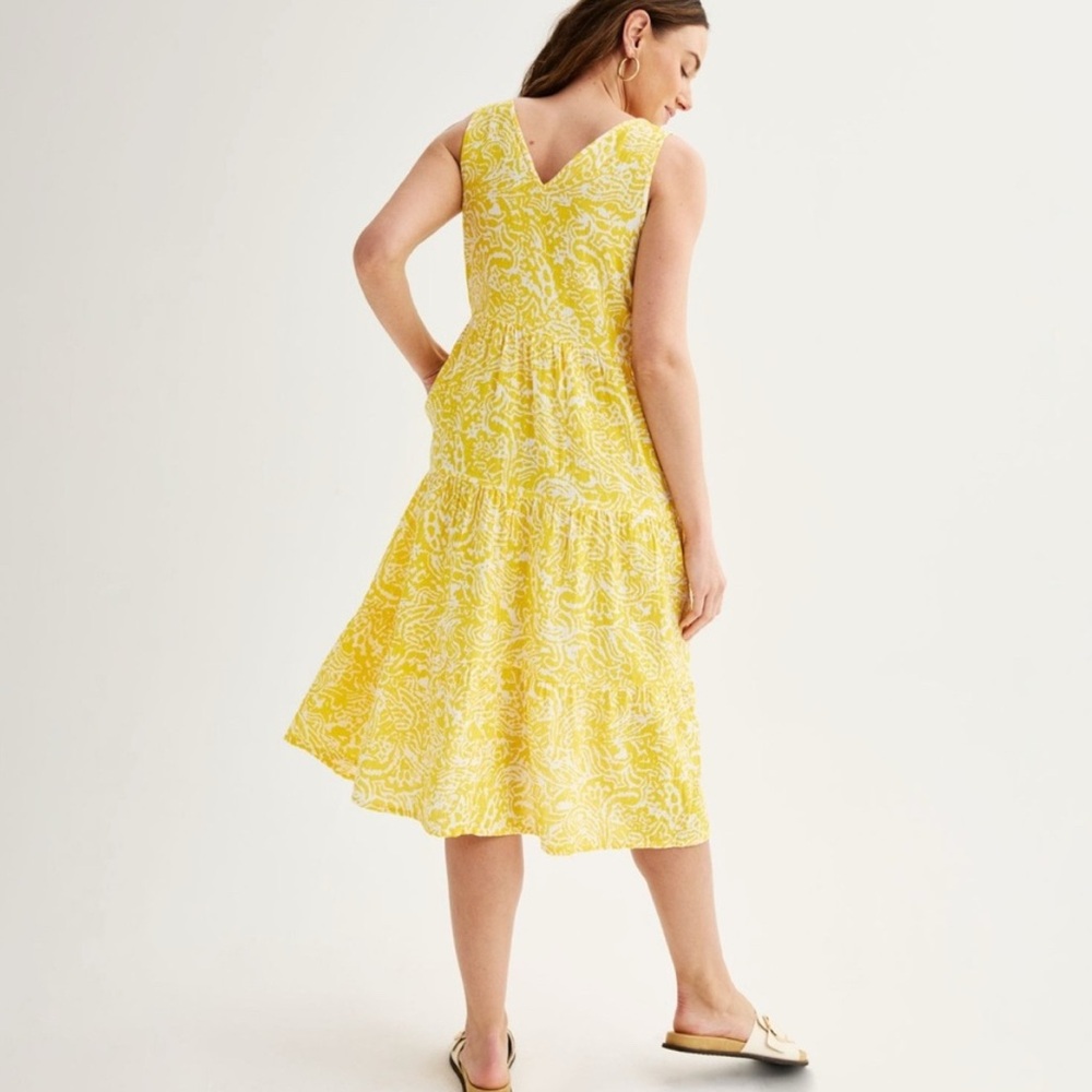 Yellow sonoma midi dress size medium new flowy v- neck - Picture 2 of 7